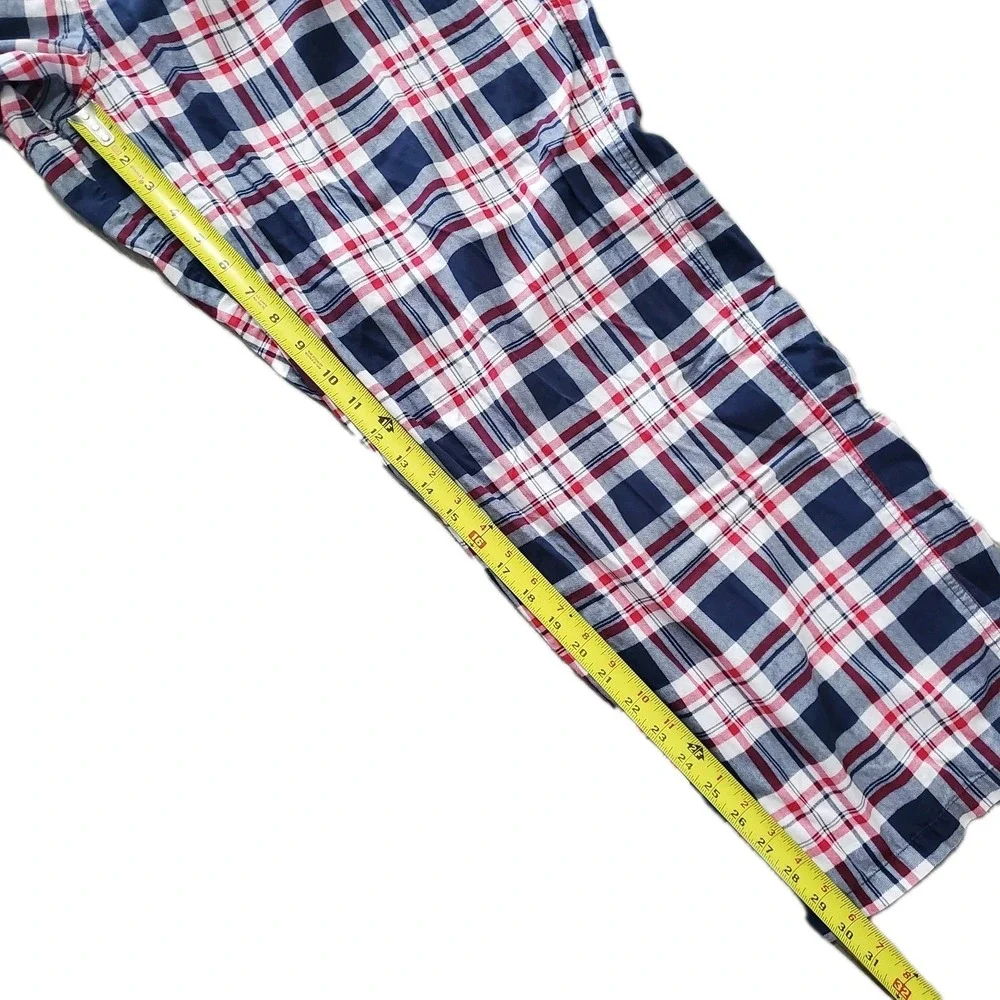 Disney Parks 3XL Pajama Pants Plaid Mickey Mouse Logo Red White Blue Stretch - Picture 6 of 8